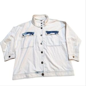 Cabi Bleached Drew Jacket Medium Style 5853 Denim Shacket